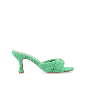 MANNON BACKLESS KITTEN HEEL IN TERRY CLOTH - Green