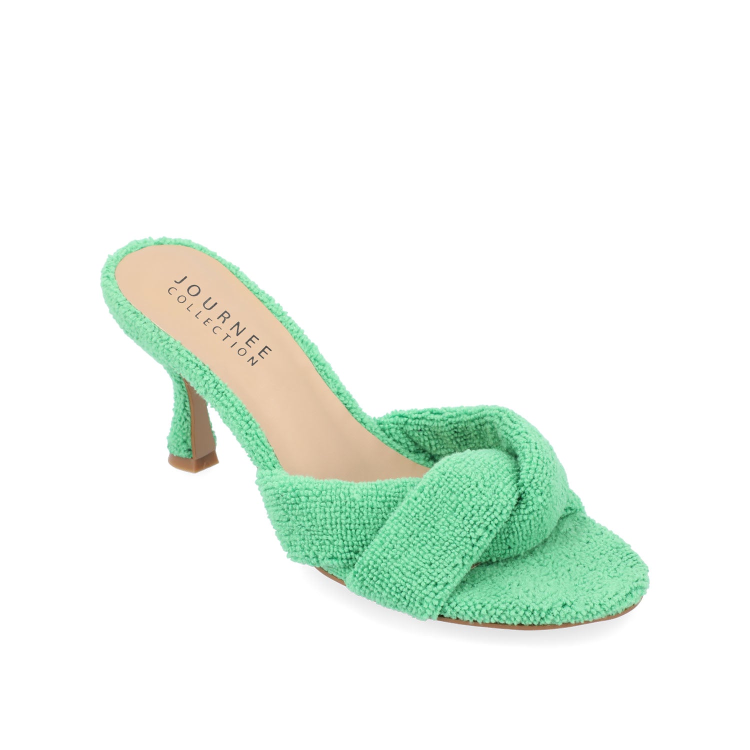 MANNON BACKLESS KITTEN HEEL IN TERRY CLOTH - Green