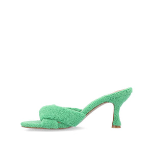 MANNON BACKLESS KITTEN HEEL IN TERRY CLOTH - Green