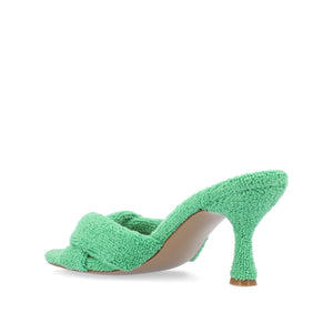 MANNON BACKLESS KITTEN HEEL IN TERRY CLOTH - Green