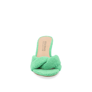 MANNON BACKLESS KITTEN HEEL IN TERRY CLOTH