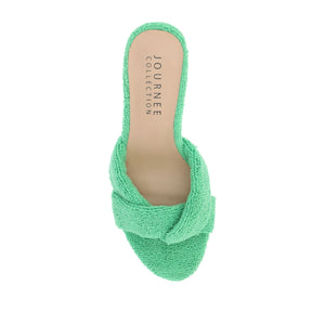 MANNON BACKLESS KITTEN HEEL IN TERRY CLOTH - Green