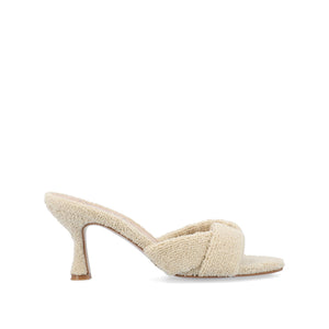 MANNON BACKLESS KITTEN HEEL IN TERRY CLOTH - Tan