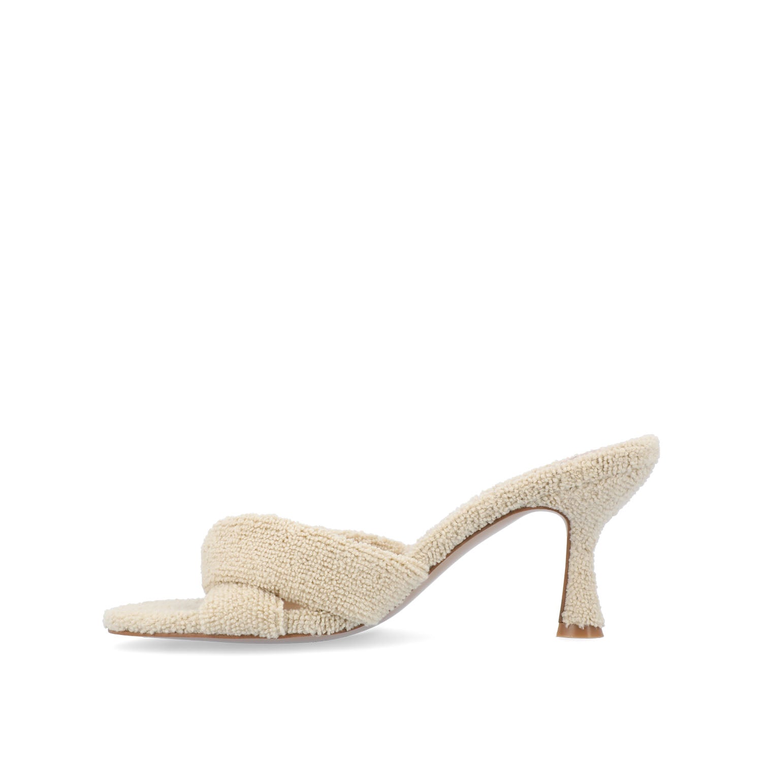 MANNON BACKLESS KITTEN HEEL IN TERRY CLOTH - Tan
