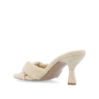 MANNON BACKLESS KITTEN HEEL IN TERRY CLOTH