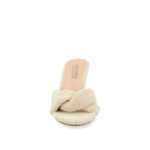 MANNON BACKLESS KITTEN HEEL IN TERRY CLOTH - Tan