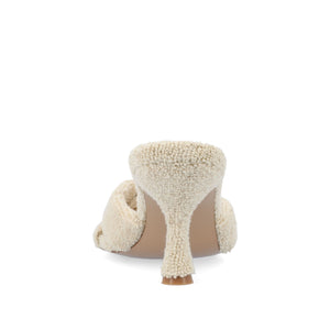 MANNON BACKLESS KITTEN HEEL IN TERRY CLOTH