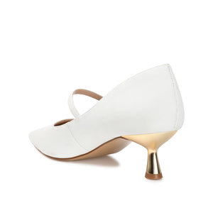 MANZA KITTEN HEELS IN VEGAN LEATHER - White