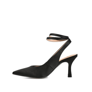 MARCELLA STILETTO PUMP HEELS IN SATIN - Black