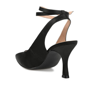 MARCELLA STILETTO PUMP HEELS IN SATIN - Black