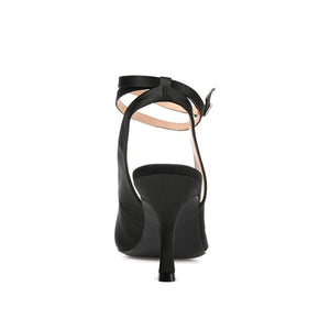 MARCELLA STILETTO PUMP HEELS IN SATIN - Black