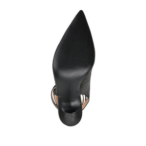 MARCELLA STILETTO PUMP HEELS IN SATIN - Black