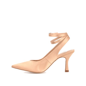 MARCELLA STILETTO PUMP HEELS IN SATIN - Gold Satin