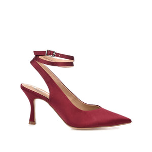 MARCELLA STILETTO PUMP HEELS IN SATIN - Wine