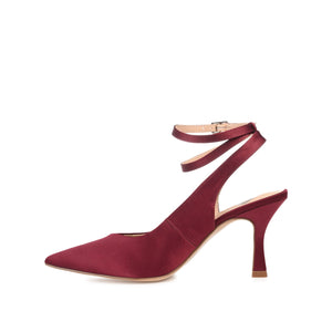 MARCELLA STILETTO PUMP HEELS IN SATIN - Wine