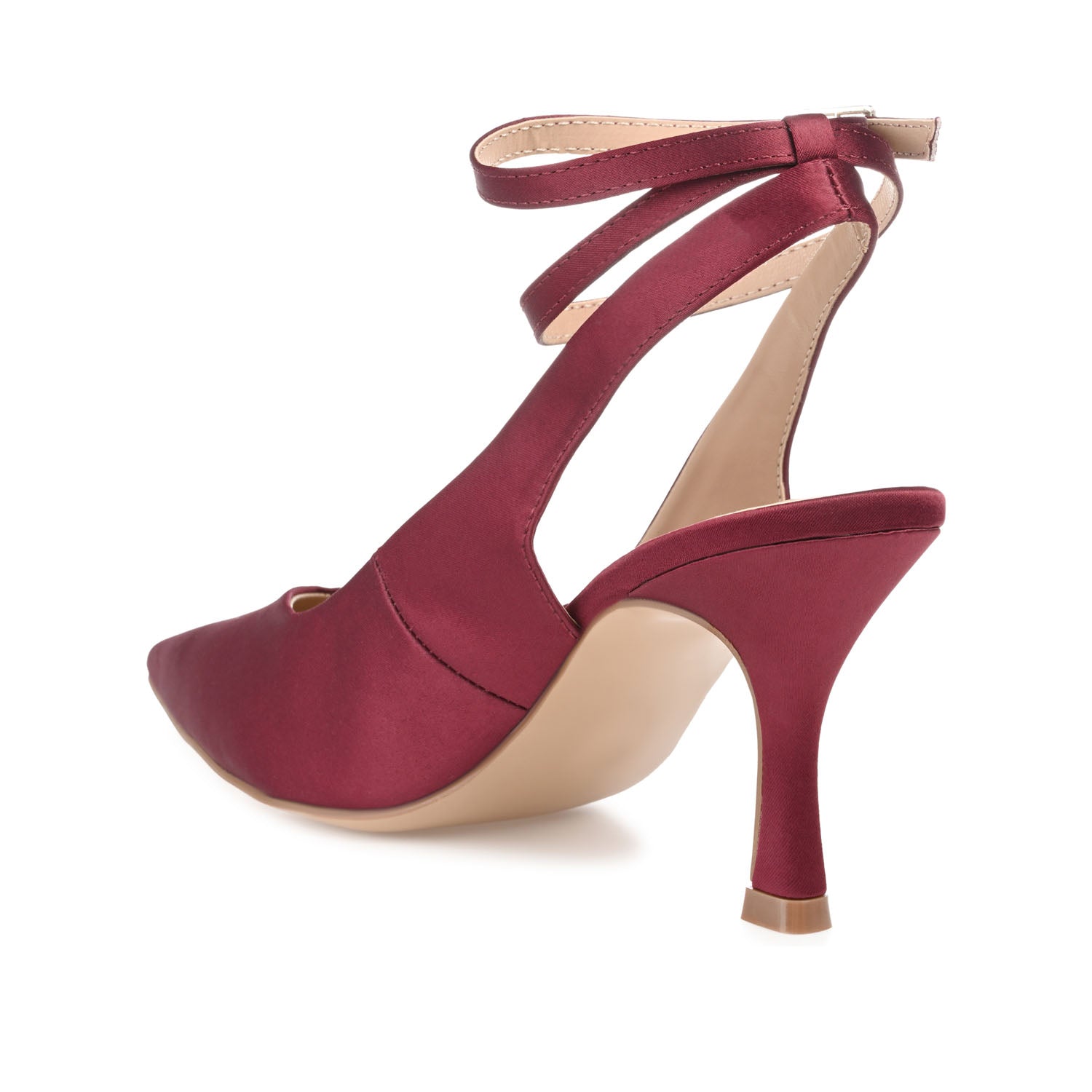 MARCELLA STILETTO PUMP HEELS IN SATIN - Wine