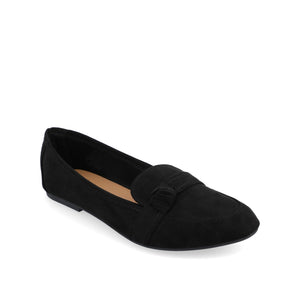 MARCI FAUX SUEDE LOAFER FLATS IN WIDE - Black