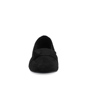 MARCI FAUX SUEDE LOAFER FLATS IN WIDE - Black