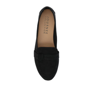 MARCI FAUX SUEDE LOAFER FLATS IN WIDE - Black