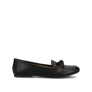 MARCI VEGAN LEATHER LOAFER FLATS IN WIDE - Black PU