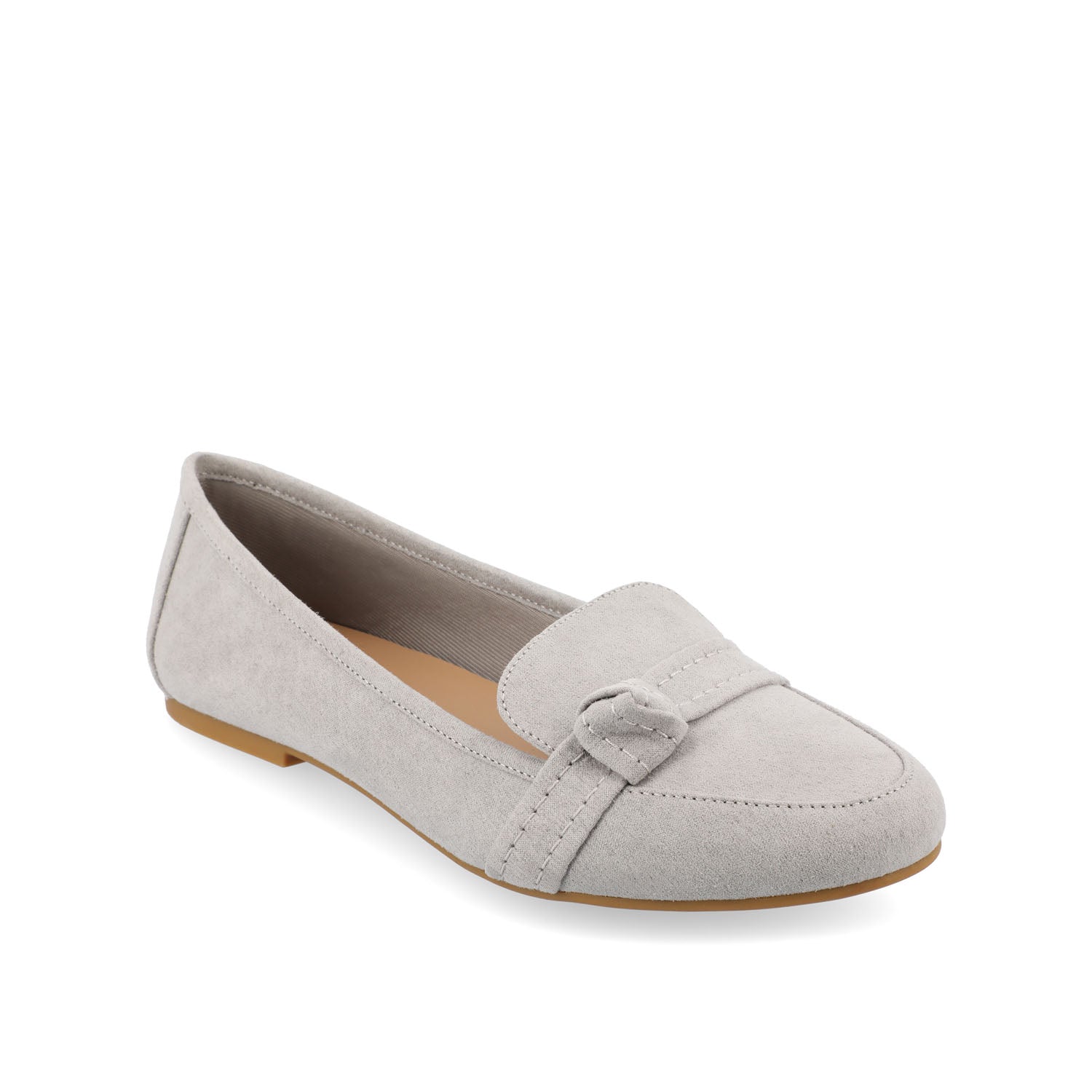 MARCI FAUX SUEDE LOAFER FLATS IN WIDE - Grey