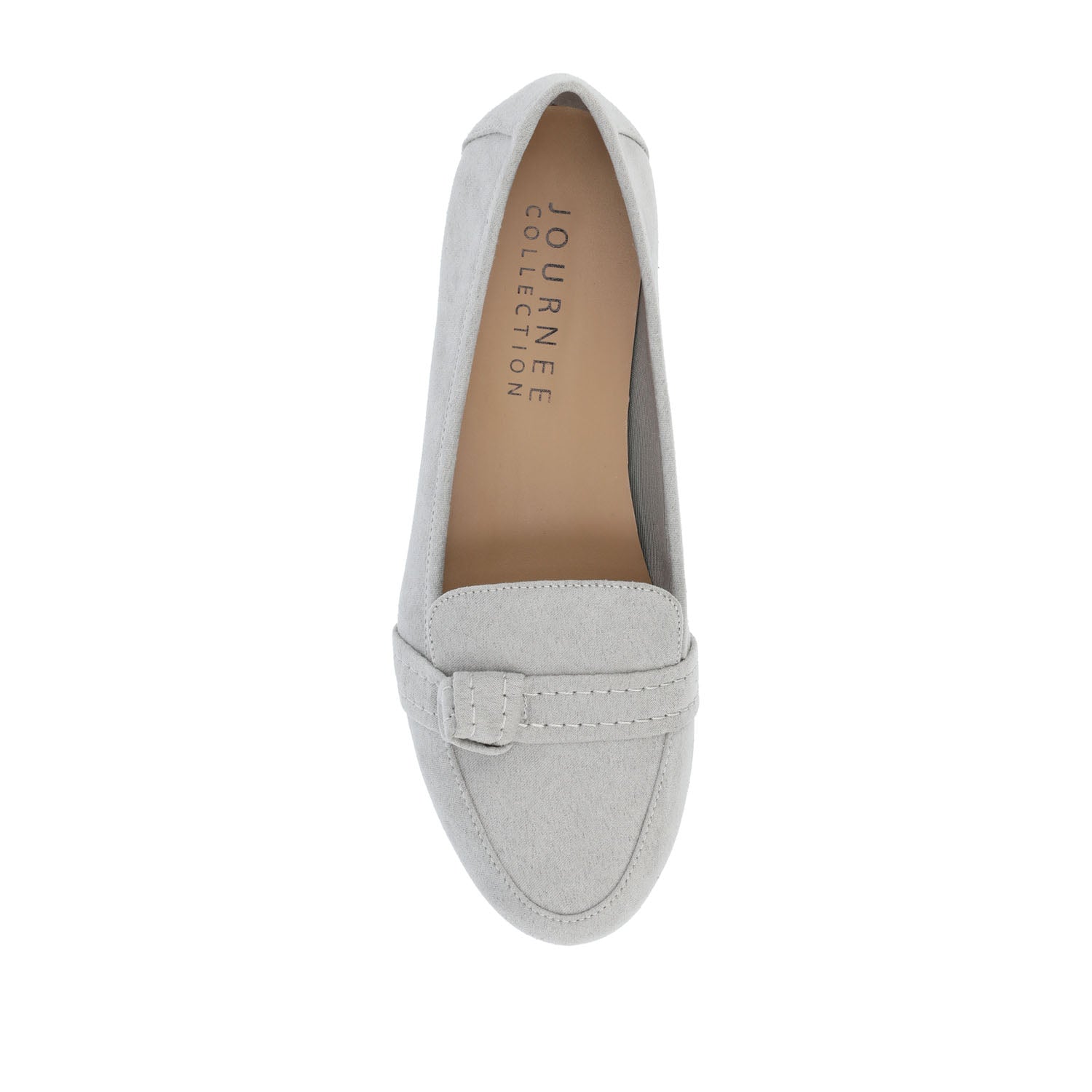 MARCI FAUX SUEDE LOAFER FLATS IN WIDE - Grey