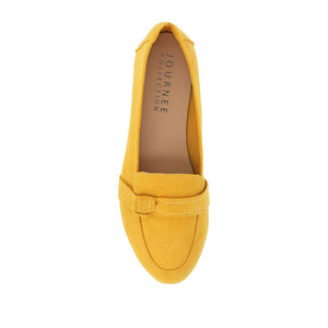 MARCI FAUX SUEDE LOAFER FLATS IN WIDE - Mustard