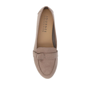 MARCI FAUX SUEDE LOAFER FLATS IN WIDE - Taupe