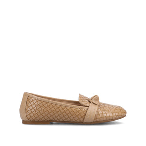 MARCI VEGAN LEATHER LOAFER FLATS IN WIDE - Tan Woven