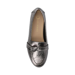 MARCI VEGAN LEATHER LOAFER FLATS IN WIDE - Pewter Crinkle