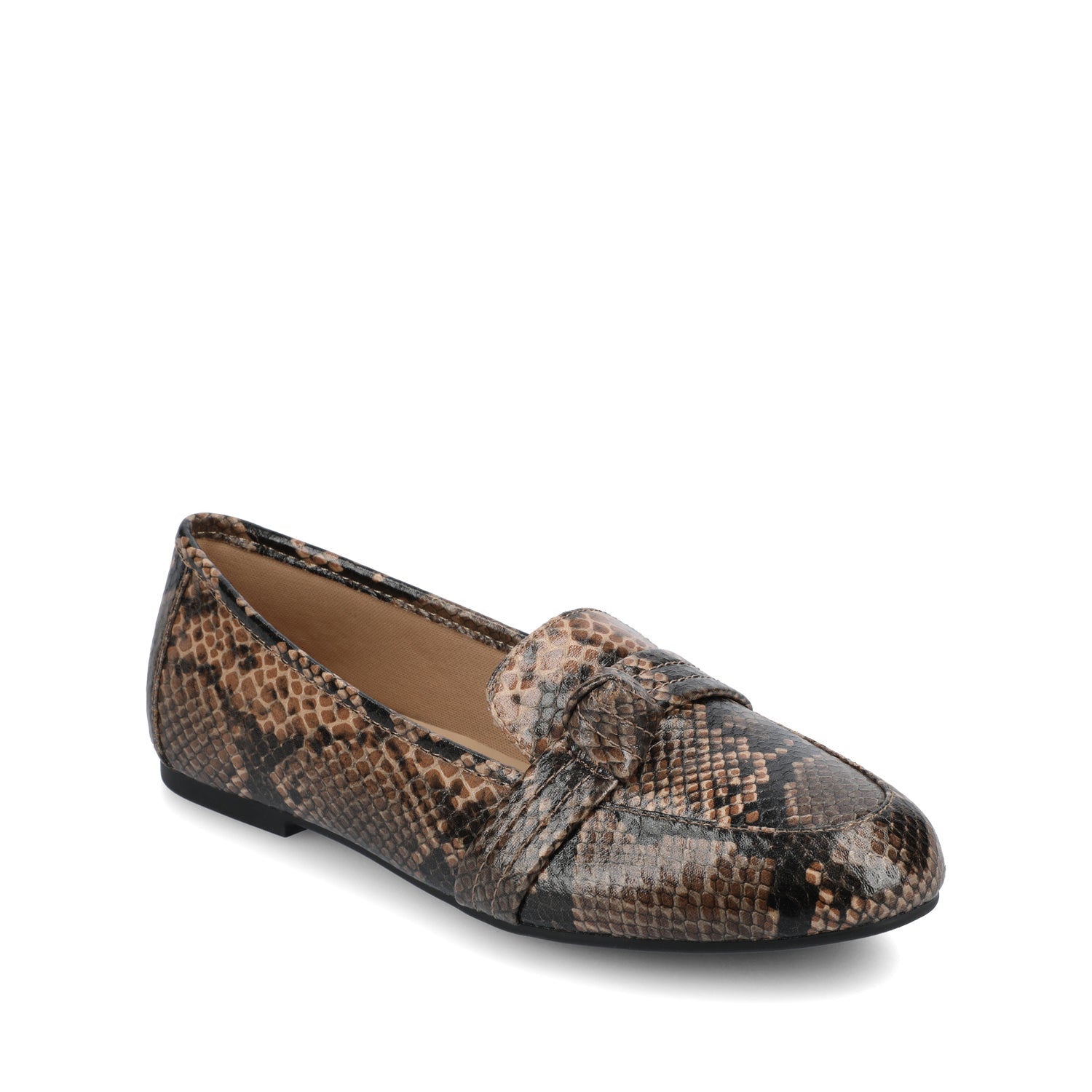 MARCI LOAFER FLATS IN VEGAN LEATHER - Brown Snake