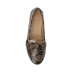 MARCI VEGAN LEATHER LOAFER FLATS IN WIDE - Brown Snake