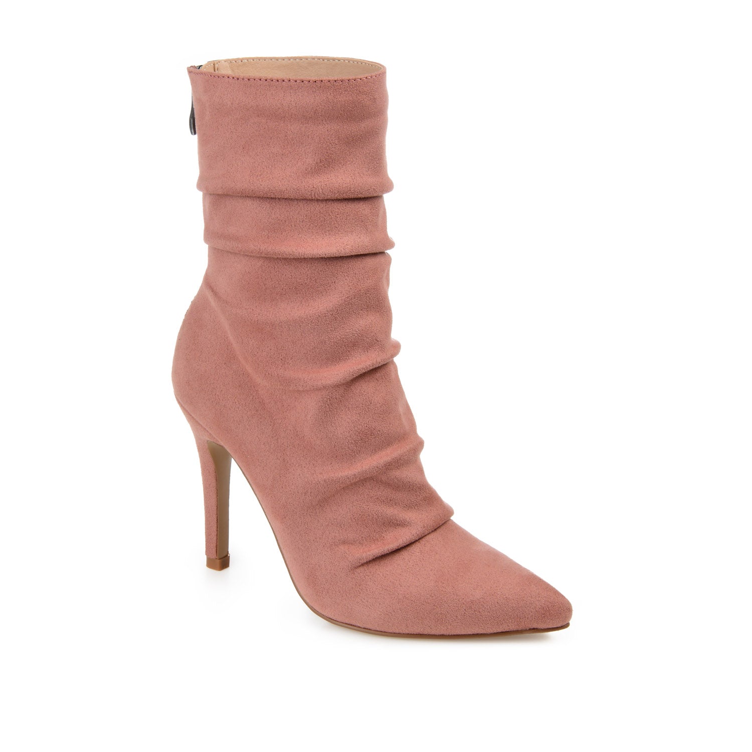 MARKIE STILETTO HEELED BOOTIES IN FAUX SUEDE - Blush