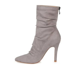 MARKIE STILETTO HEELED BOOTIES IN FAUX SUEDE - Grey