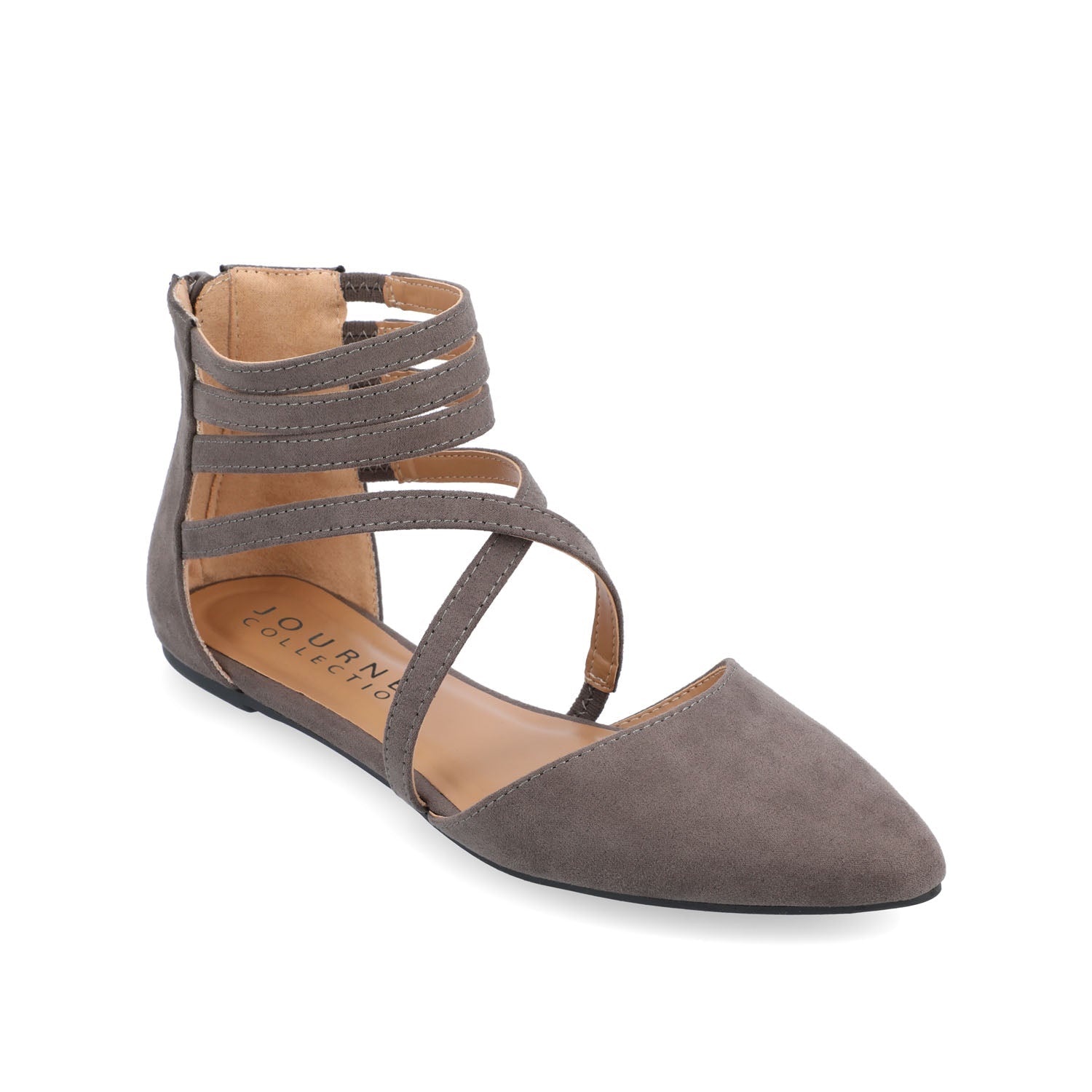 MARLEE D'ORSAY FLATS IN FAUX SUEDE - Grey