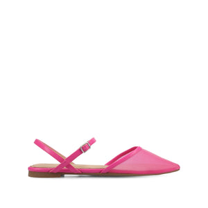 MARTINE SLINGBACK FLATS IN VEGAN LEATHER - Hot Pink Mesh