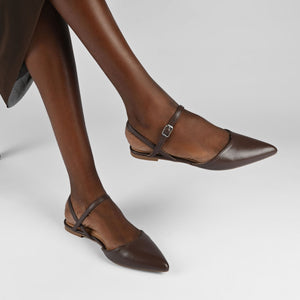 MARTINE SLINGBACK FLATS IN COOL SHADES - Mahogany