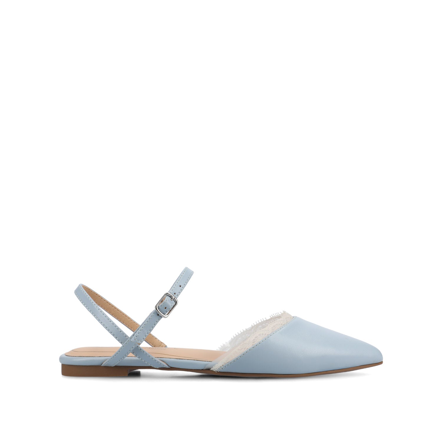 MARTINE SLINGBACK FLATS IN VEGAN LEATHER - Sky Blue Lace