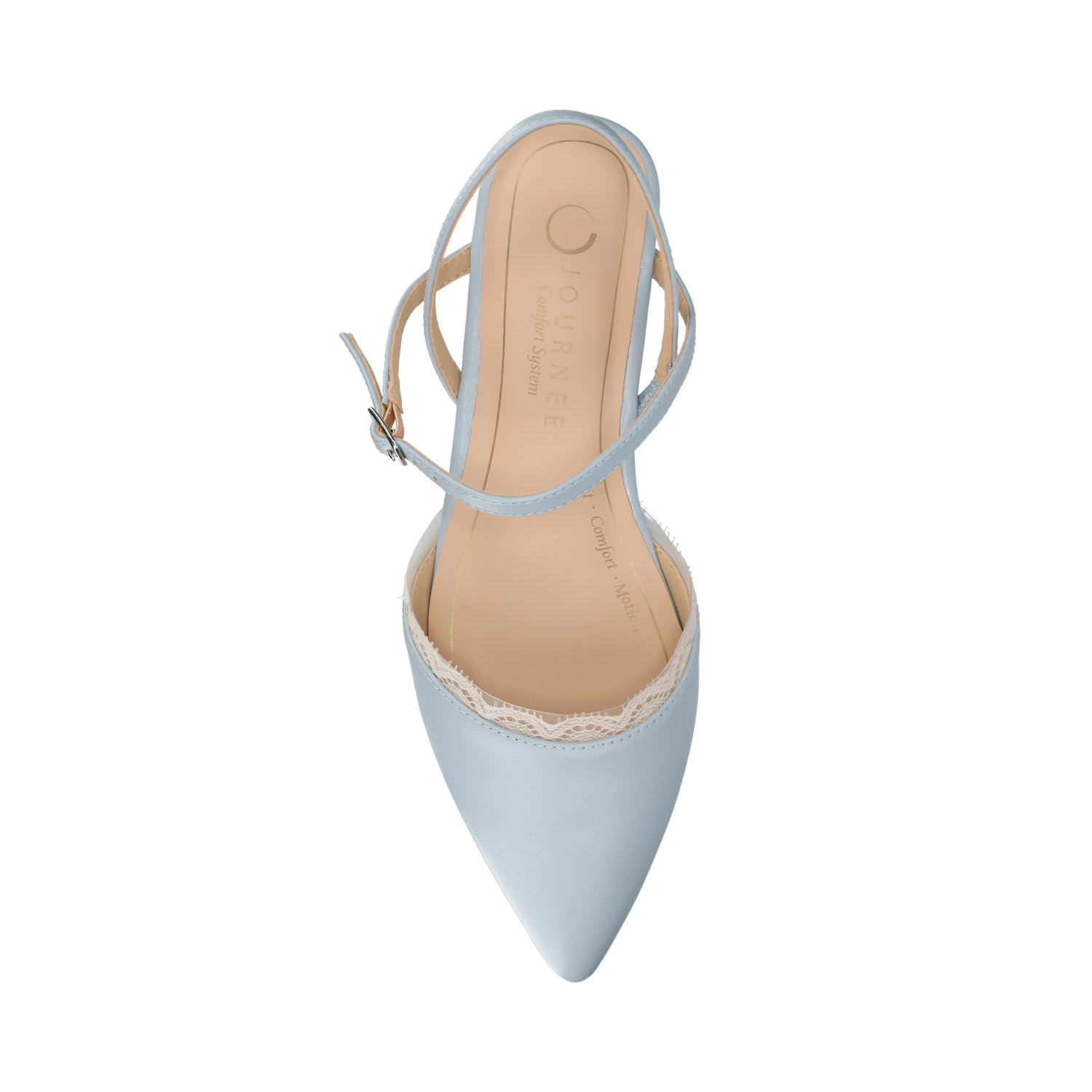 MARTINE SLINGBACK FLATS IN VEGAN LEATHER - Sky Blue Lace