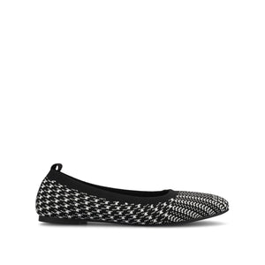 MARYANN KNIT FABRIC BALLET FLATS - Black and White Knit