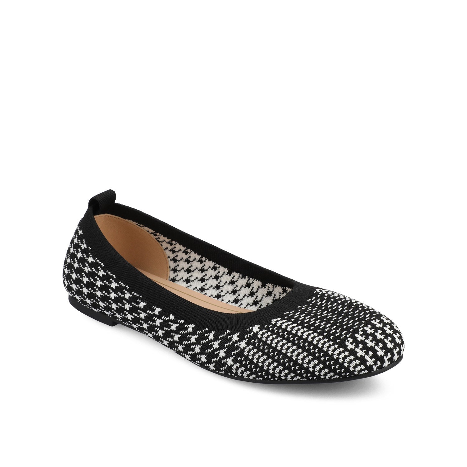 MARYANN KNIT FABRIC BALLET FLATS IN WIDE - Black and White Knit