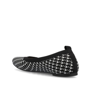 MARYANN KNIT FABRIC BALLET FLATS - Black and White Knit