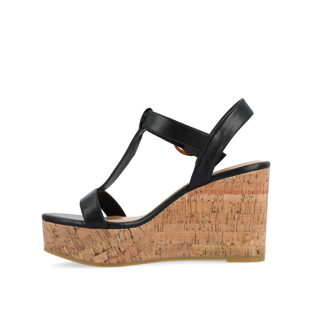 MATILDAA CORK WEDGE HEEL SANDALS IN FAUX LEATHER