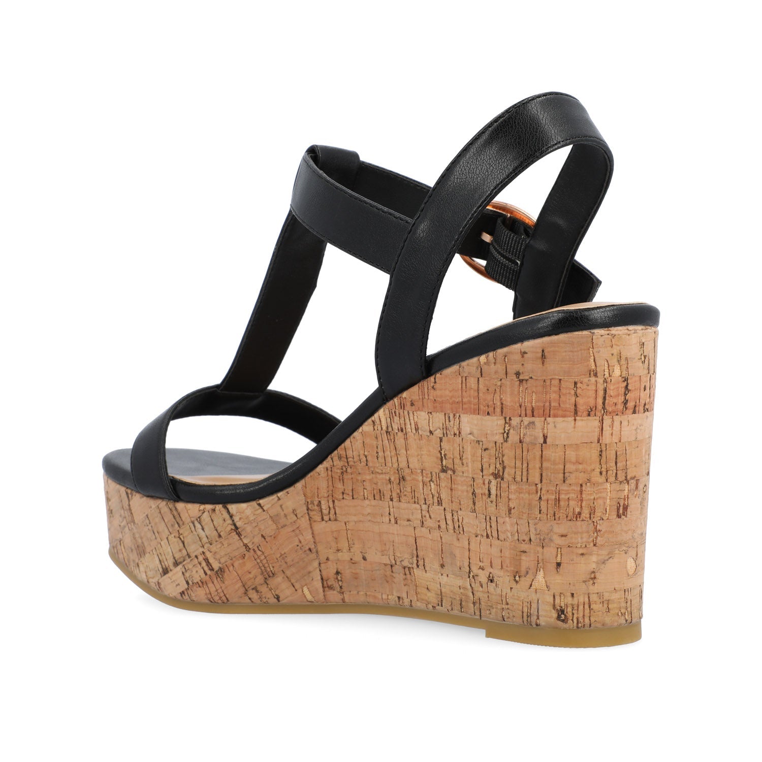 MATILDAA CORK WEDGE HEEL SANDALS IN VEGAN LEATHER - Black