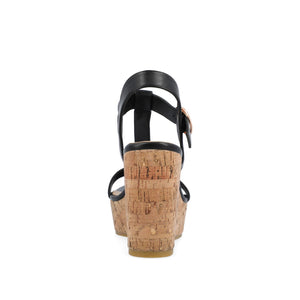 MATILDAA CORK WEDGE HEEL SANDALS IN VEGAN LEATHER - Black