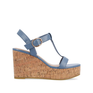 MATILDAA CORK WEDGE HEEL SANDALS IN FAUX LEATHER