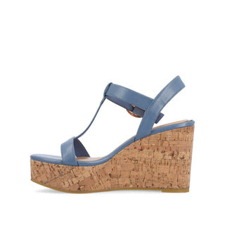 MATILDAA CORK WEDGE HEEL SANDALS IN FAUX LEATHER