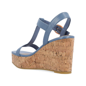 MATILDAA CORK WEDGE HEEL SANDALS IN VEGAN LEATHER - Blue