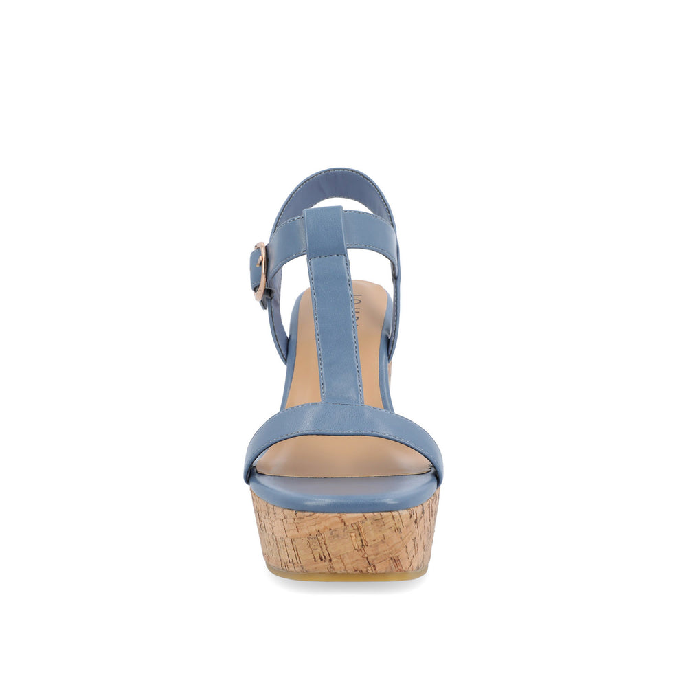 MATILDAA CORK WEDGE HEEL SANDALS IN FAUX LEATHER