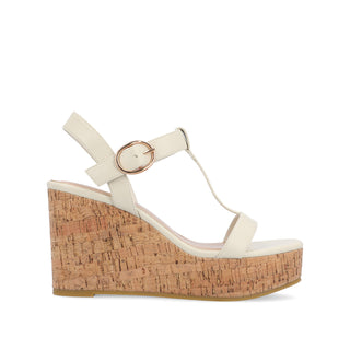 MATILDAA CORK WEDGE HEEL SANDALS IN FAUX LEATHER